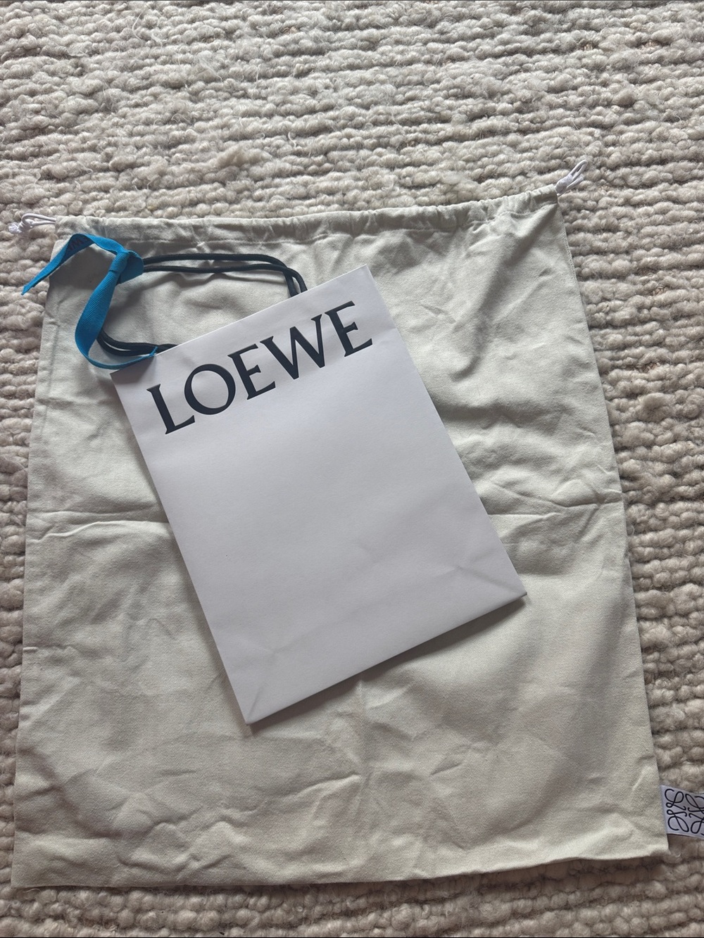 ❣️ NEW Loewe  XL dustbag & Shopping Bag with Blue and Black Ribbon